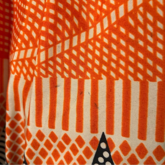Vibrant Orange and Black Geometric Patterned Women's Wax Skirt - Picture 7 of 9